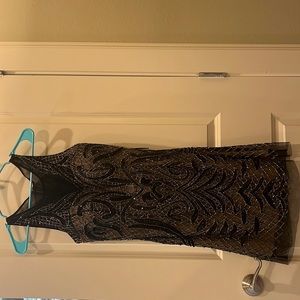 Black beaded fully lined cocktail dress
